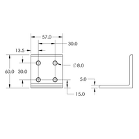 40-533-3 MODULAR SOLUTIONS ANGLE BRACKET<BR>30 SERIES 60MM TALL X 60MM WIDE W/HARDWARE